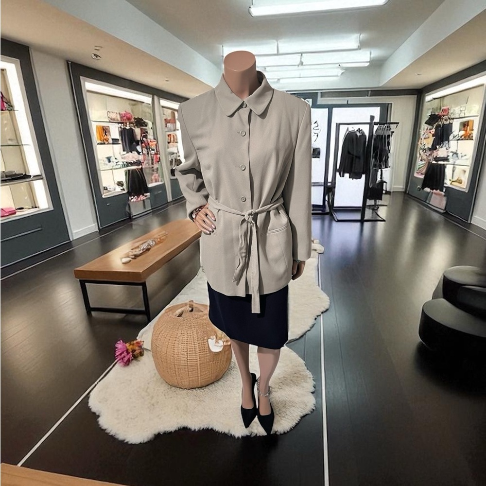 Karen Scott Light Gray Apparel Dress Coat that Ties in Front. Sophisticated. ☑️ - Picture 6 of 12
